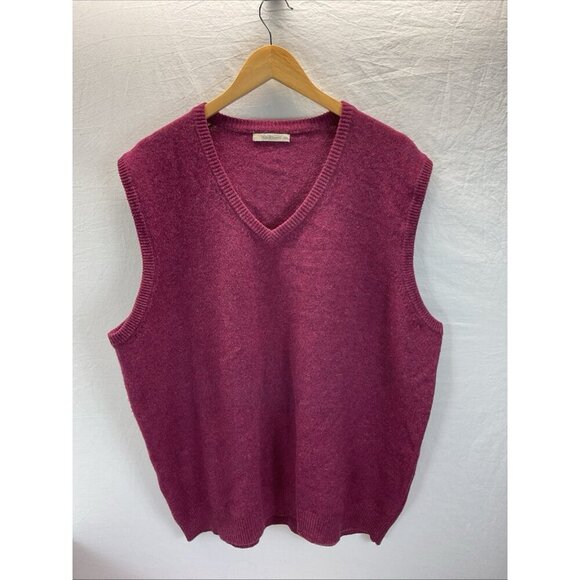 WOOLOVERS Magenta Pink‎ V Neck Sweater Vest pullover Size XXL Lambswool - Picture 1 of 11